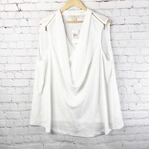 MICHAEL KORS NWT White Drape Zipper Shoulder 3X
